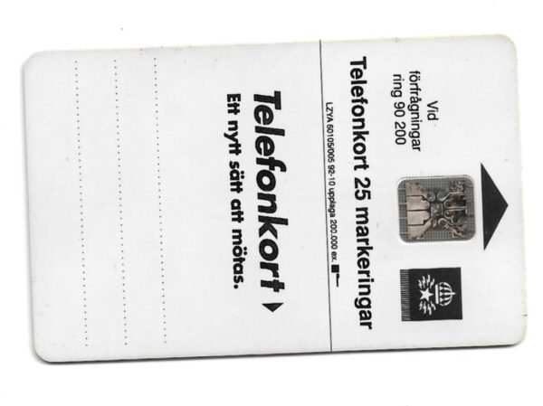 TARJETA TELEFONICA SUECIA 25 UNIDADES PUBLICIDAD 1992