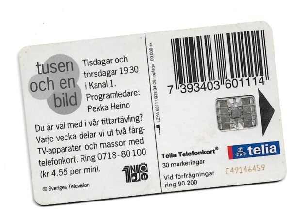 TARJETA TELEFONICA SUECIA 30 UNIDADES TUSEN OCH EN BILD 1994