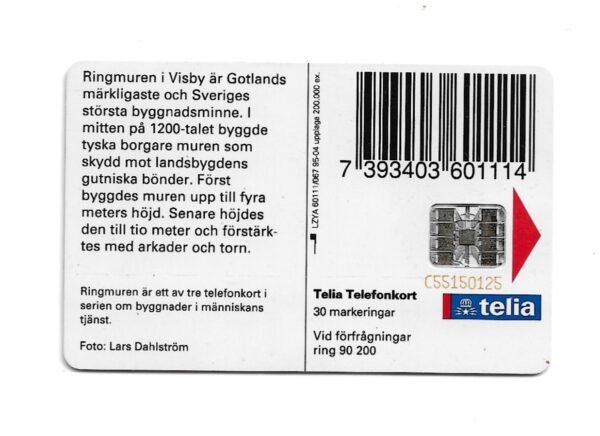 TARJETA TELEFONICA SUECIA 30 UNIDADES PAISAJE 1995