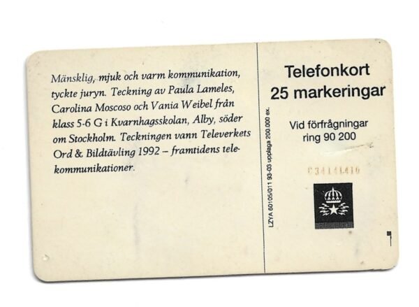 TARJETA TELEFONICA SUECIA 25 UNIDADES ARTE 1993