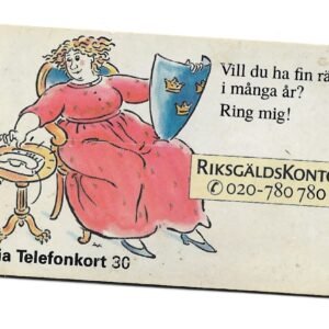 TARJETA TELEFONICA SUECIA 30 UNIDADES RIKSGÄLDSKONTO 1994