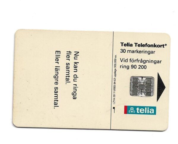 TARJETA TELEFONICA SUECIA 30 UNIDADES TRETTIO 1994