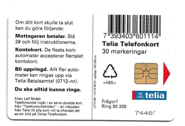 TARJETA TELEFONICA SUECIA 30 UNIDADES PAISAJE 1996