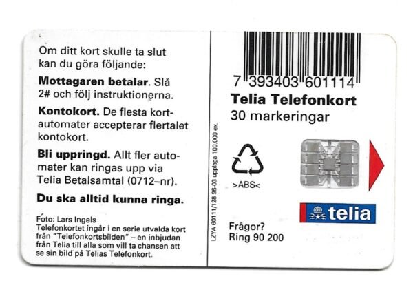 TARJETA TELEFONICA SUECIA 30 UNIDADES PAISAJE 1996