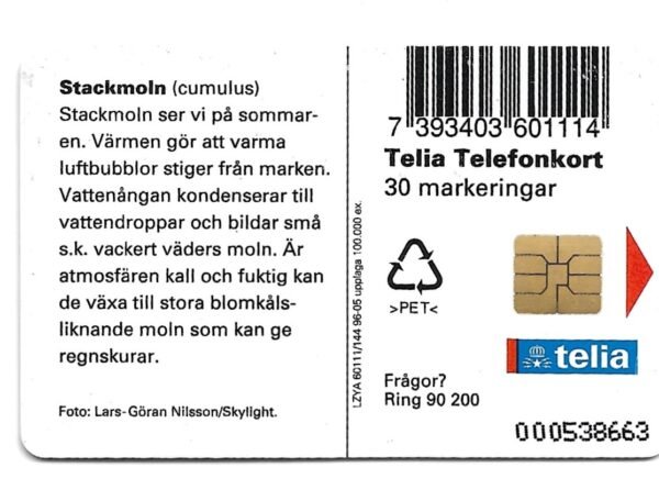 TARJETA TELEFONICA SUECIA 30 UNIDADES PAISAJE 1996