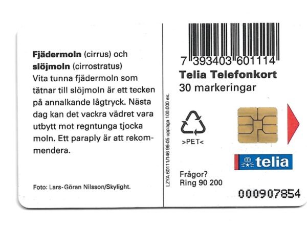 TARJETA TELEFONICA SUECIA 30 UNIDADES PAISAJE 1996