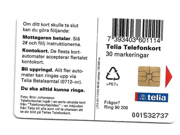 TARJETA TELEFONICA SUECIA 30 UNIDADES PAISAJE 1996
