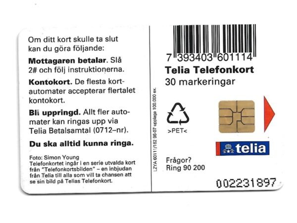 TARJETA TELEFONICA SUECIA 30 UNIDADES LÄKEROL 1995