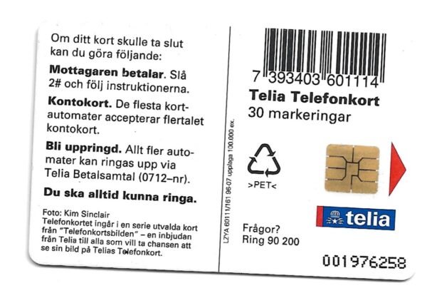 TARJETA TELEFONICA SUECIA 30 UNIDADES PAISAJE 1996