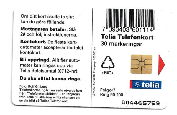 TARJETA TELEFONICA SUECIA 30 UNIDADES PAISAJE 1996