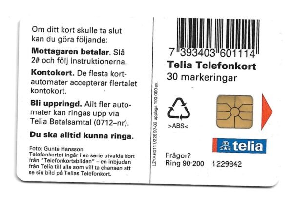 TARJETA TELEFONICA SUECIA 30 UNIDADES PUBLICIDAD 1997