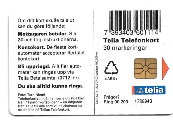 TARJETA TELEFONICA SUECIA 30 UNIDADES ANIMALES 1997