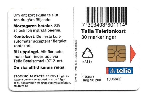 TARJETA TELEFONICA SUECIA 30 UNIDADES ANIMALES 1997