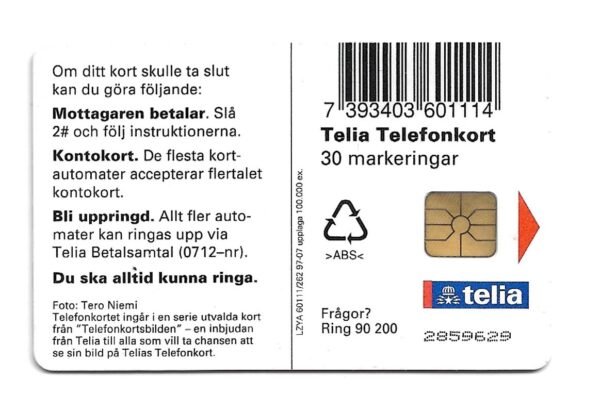 TARJETA TELEFONICA SUECIA 30 UNIDADES ANIMALES 1997