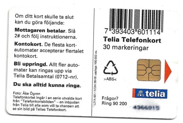 TARJETA TELEFONICA SUECIA 30 UNIDADES ANIMALES 1998
