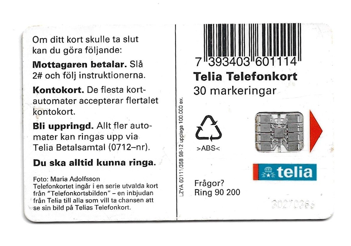 TARJETA TELEFONICA SUECIA 30 UNIDADES FLORA 1998