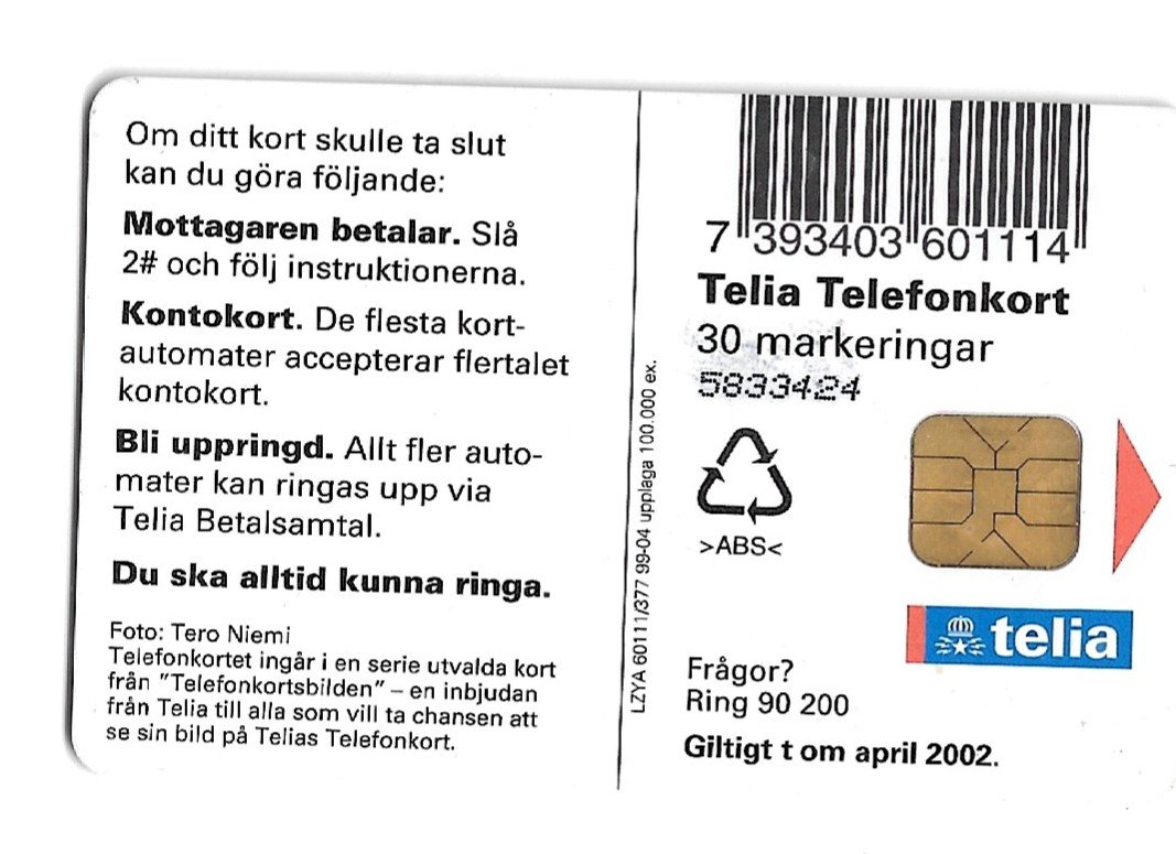 TARJETA TELEFONICA SUECIA 30 UNIDADES FLORA 1999