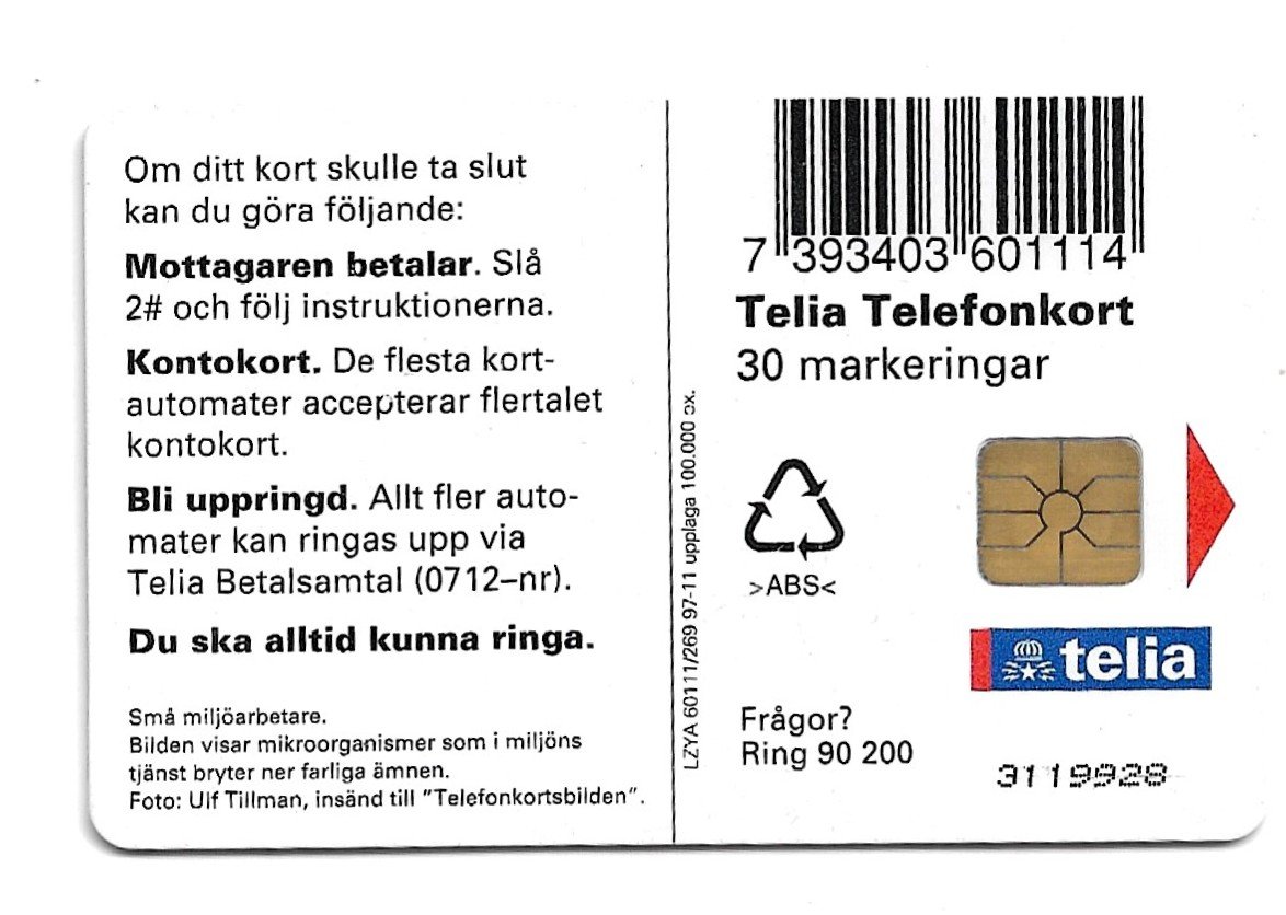 TARJETA TELEFONICA SUECIA 30 UNIDADES FLORA 1997