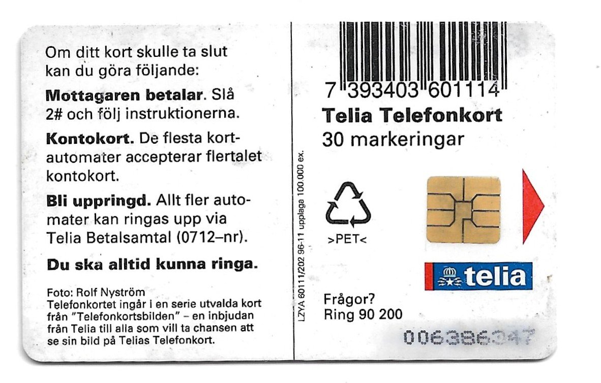 TARJETA TELEFONICA SUECIA 30 UNIDADES FLORA 1996