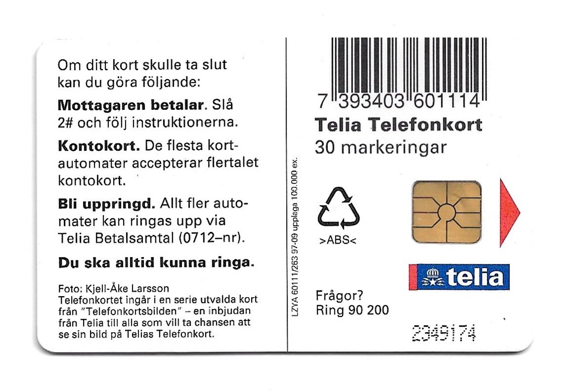 TARJETA TELEFONICA SUECIA 30 UNIDADES FLORA 1997