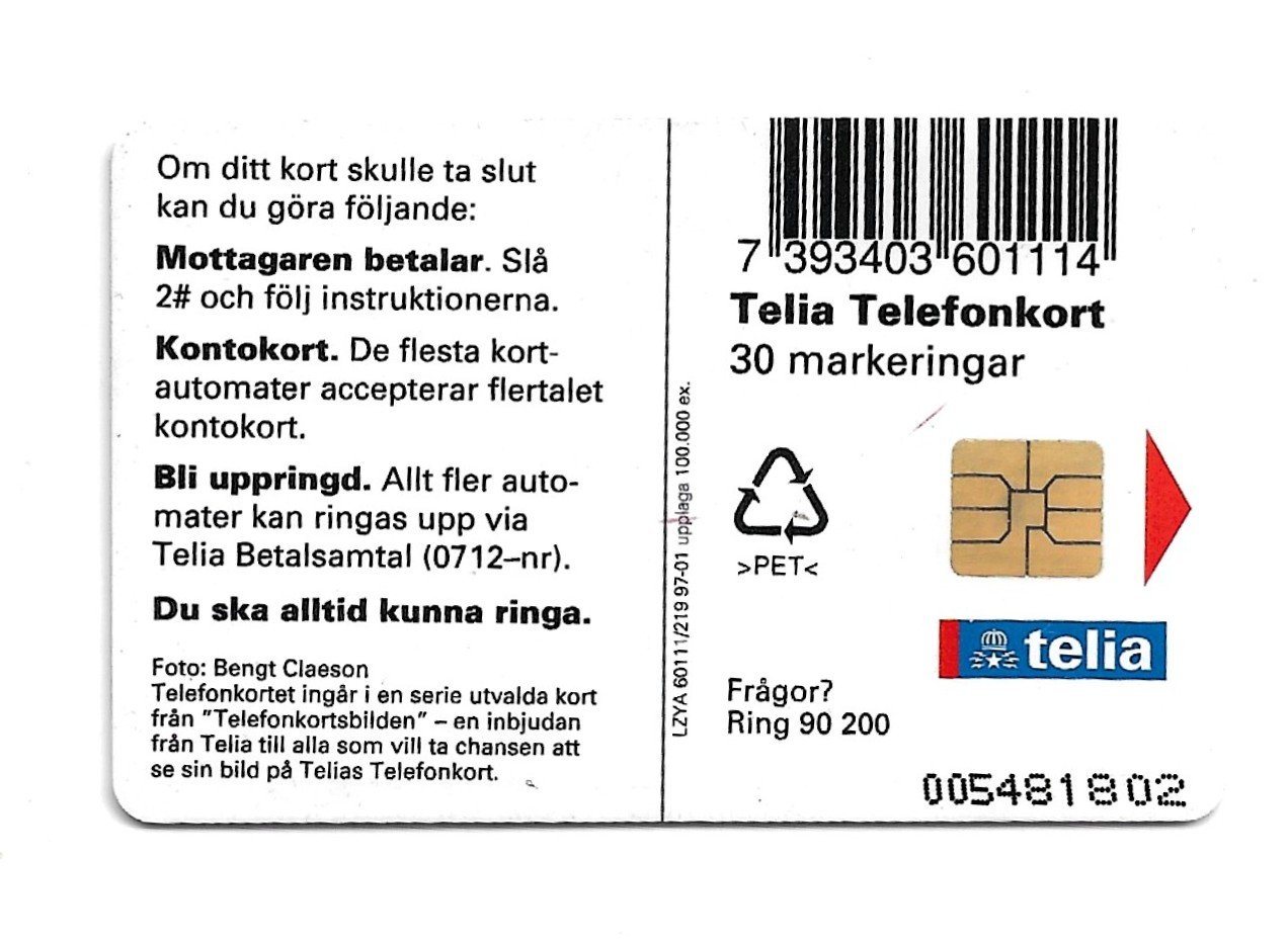 TARJETA TELEFONICA SUECIA 30 UNIDADES PAISAJE 1997