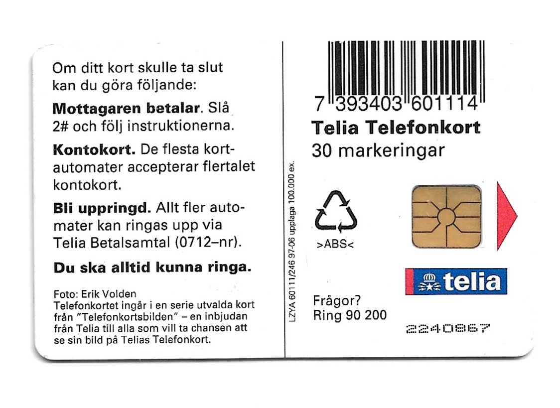 TARJETA TELEFONICA SUECIA 30 UNIDADES PAISAJE 1997