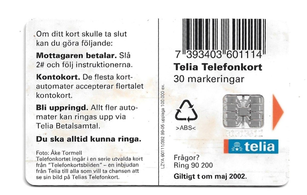 TARJETA TELEFONICA SUECIA 30 UNIDADES FLORA 1998