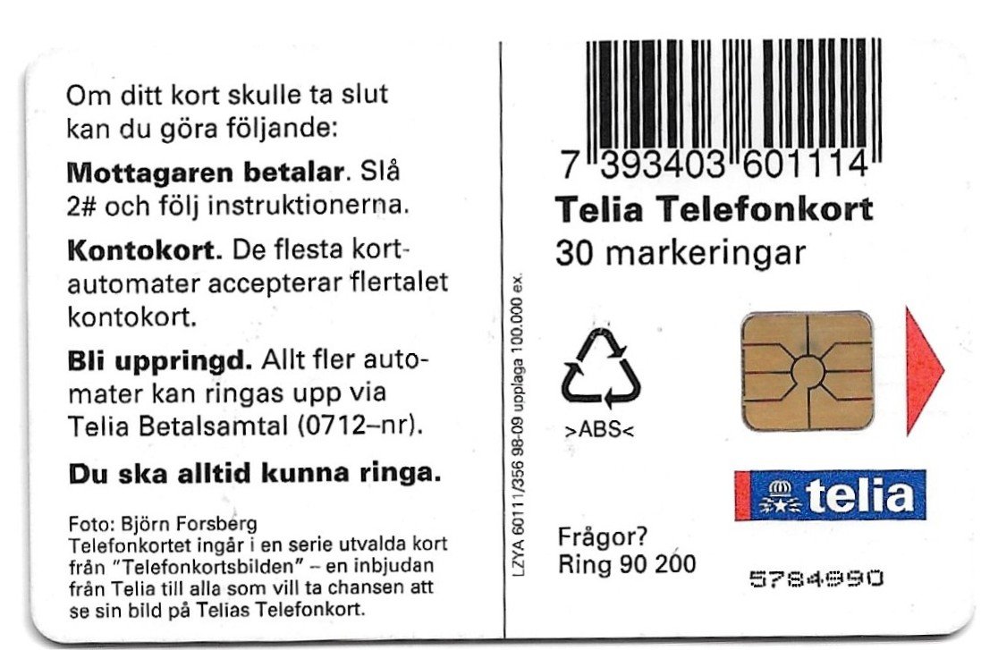 TARJETA TELEFONICA SUECIA 30 UNIDADES FLORA 1998