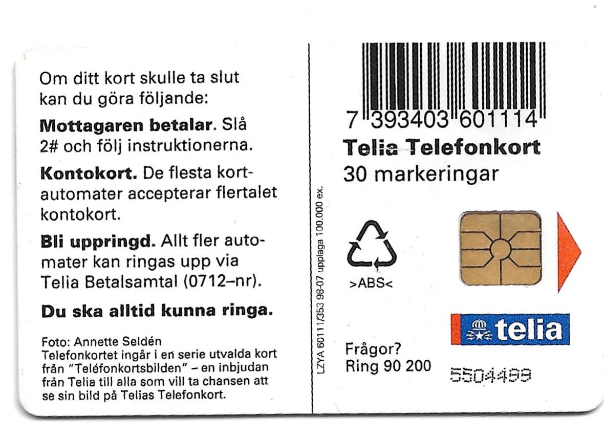 TARJETA TELEFONICA SUECIA 30 UNIDADES FLORA 1998