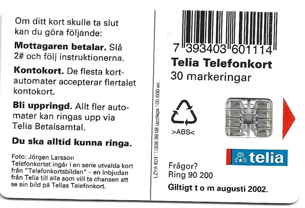 TARJETA TELEFONICA SUECIA 30 UNIDADES PAISAJE 1999