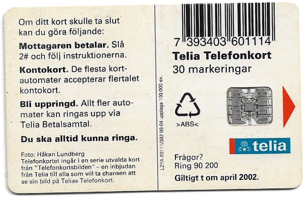 TARJETA TELEFONICA SUECIA 30 UNIDADES PAISAJE 1999
