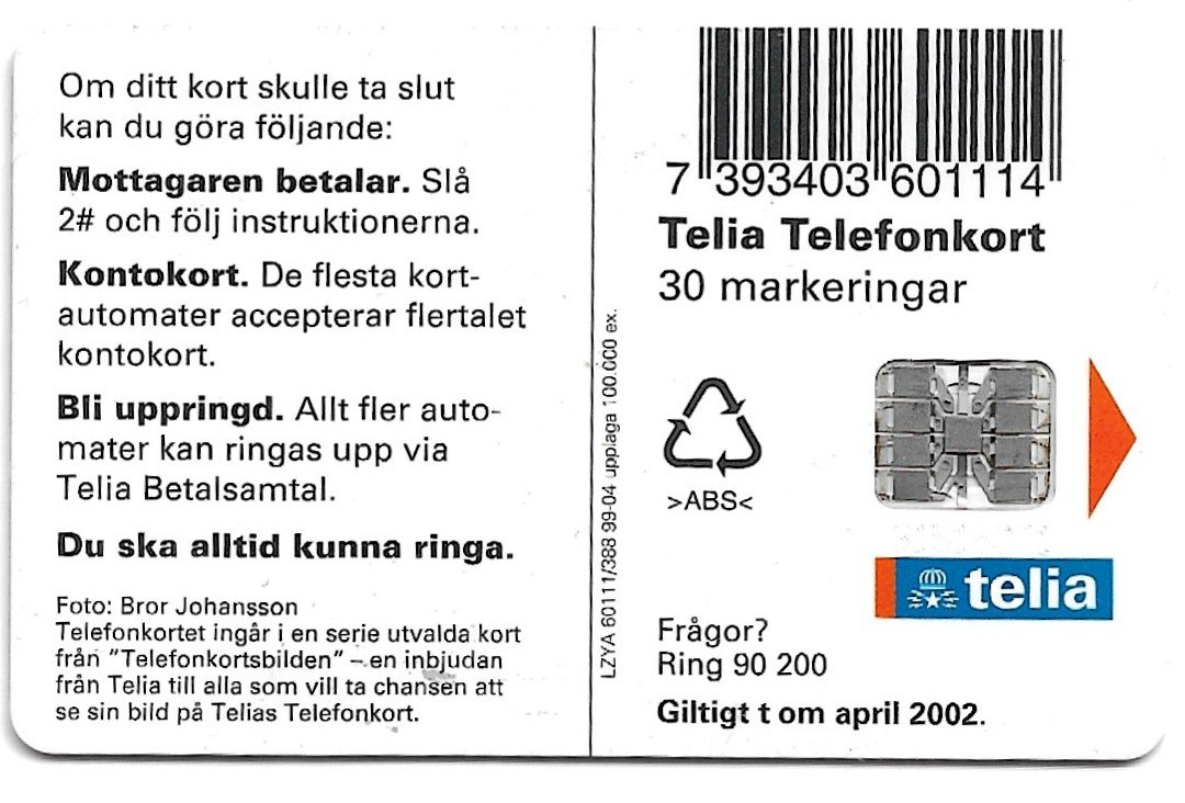 TARJETA TELEFONICA SUECIA 30 UNIDADES FLORA 1999