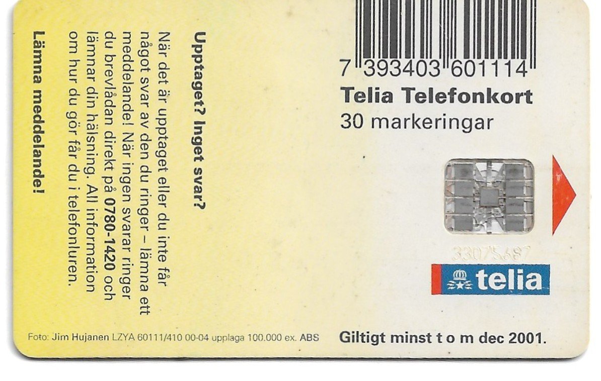 TARJETA TELEFONICA SUECIA 30 UNIDADES FLORA 2001