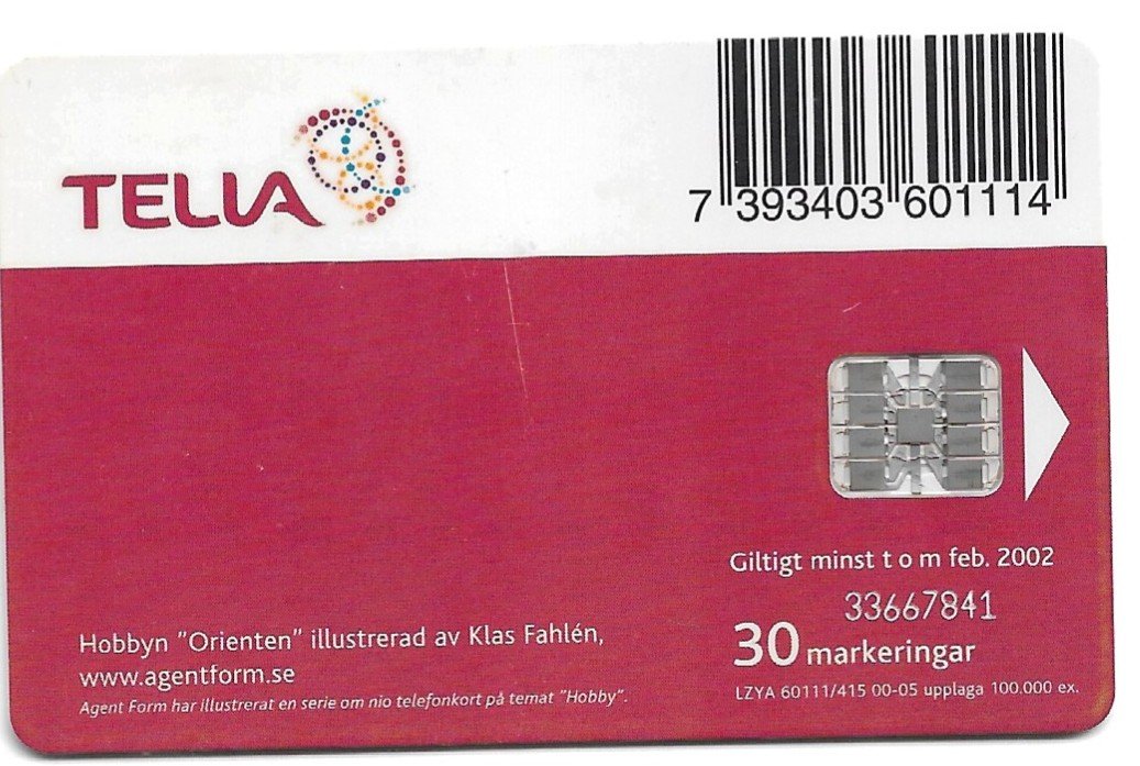 TARJETA TELEFONICA SUECIA 30 UNIDADES ARTE 2002