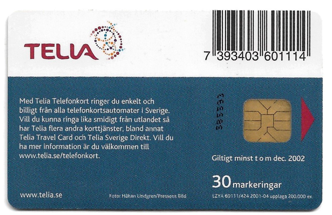 TARJETA TELEFONICA SUECIA 30 UNIDADES FUTBOL 2001