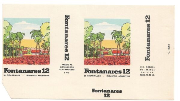 MARQUILLA FONTANARES 12 20 CIGARRILLOS INDUSTRIA ARGENTINA SOFT