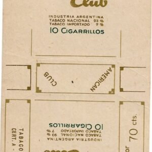 MARQUILLA AMERICAN CLUB 10 CIGARRILLOS INDUSTRIA ARGENTINA SOFT