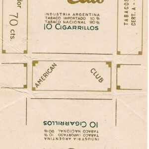 MARQUILLA AMERICAN CLUB 10 CIGARRILLOS INDUSTRIA ARGENTINA SOFT