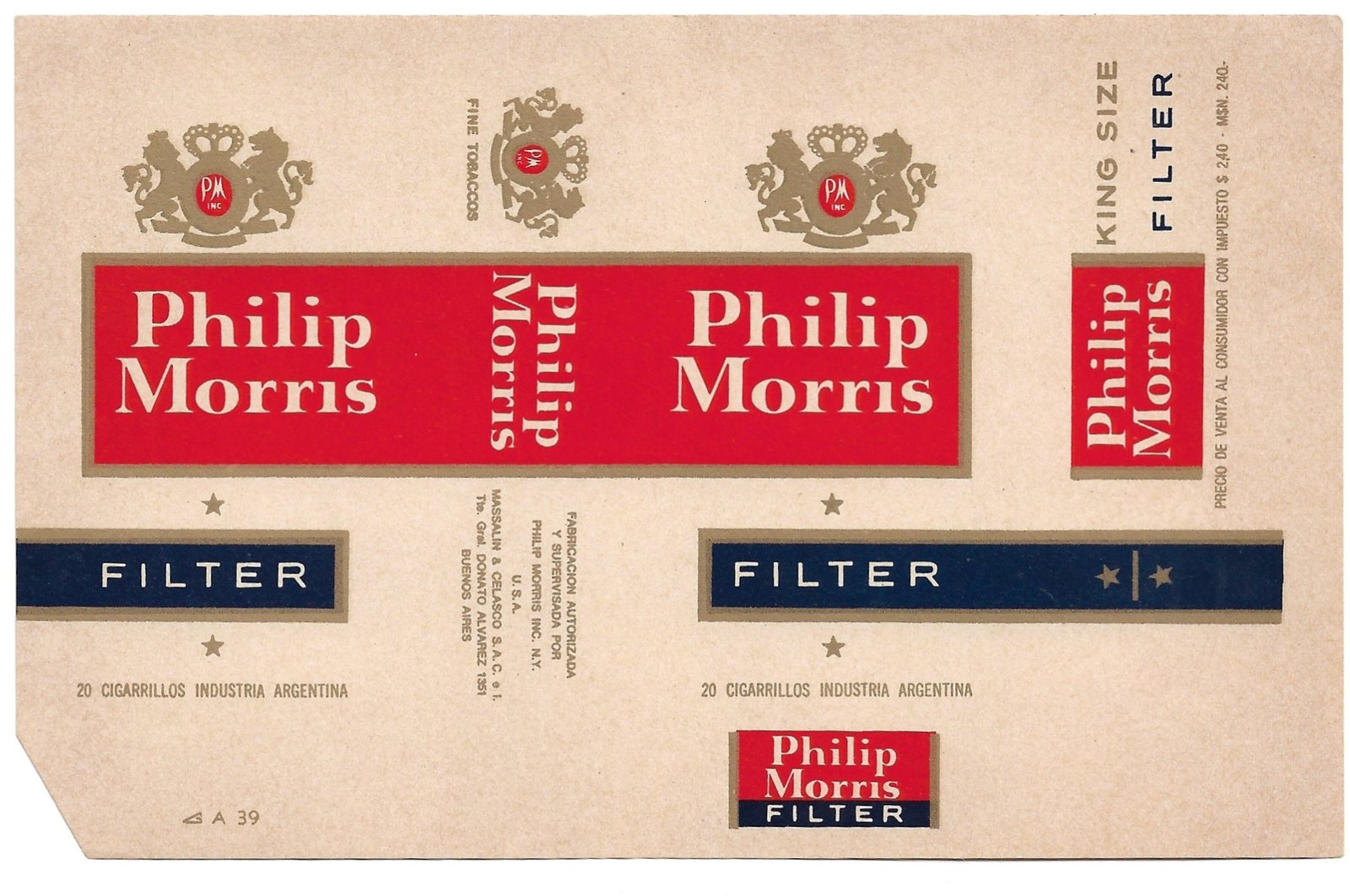 MARQUILLA INDIVIDUALES 20 CIGARRILLOS INDUSTRIA ARGENTINA SOFT