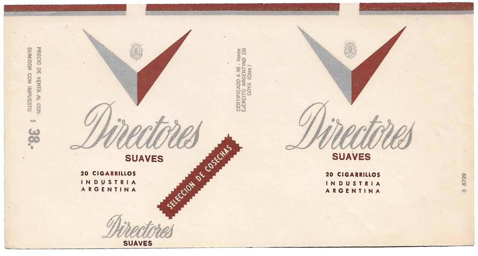 MARQUILLA DIRECTORES 20 CIGARRILLOS INDUSTRIA ARGENTINA SOFT