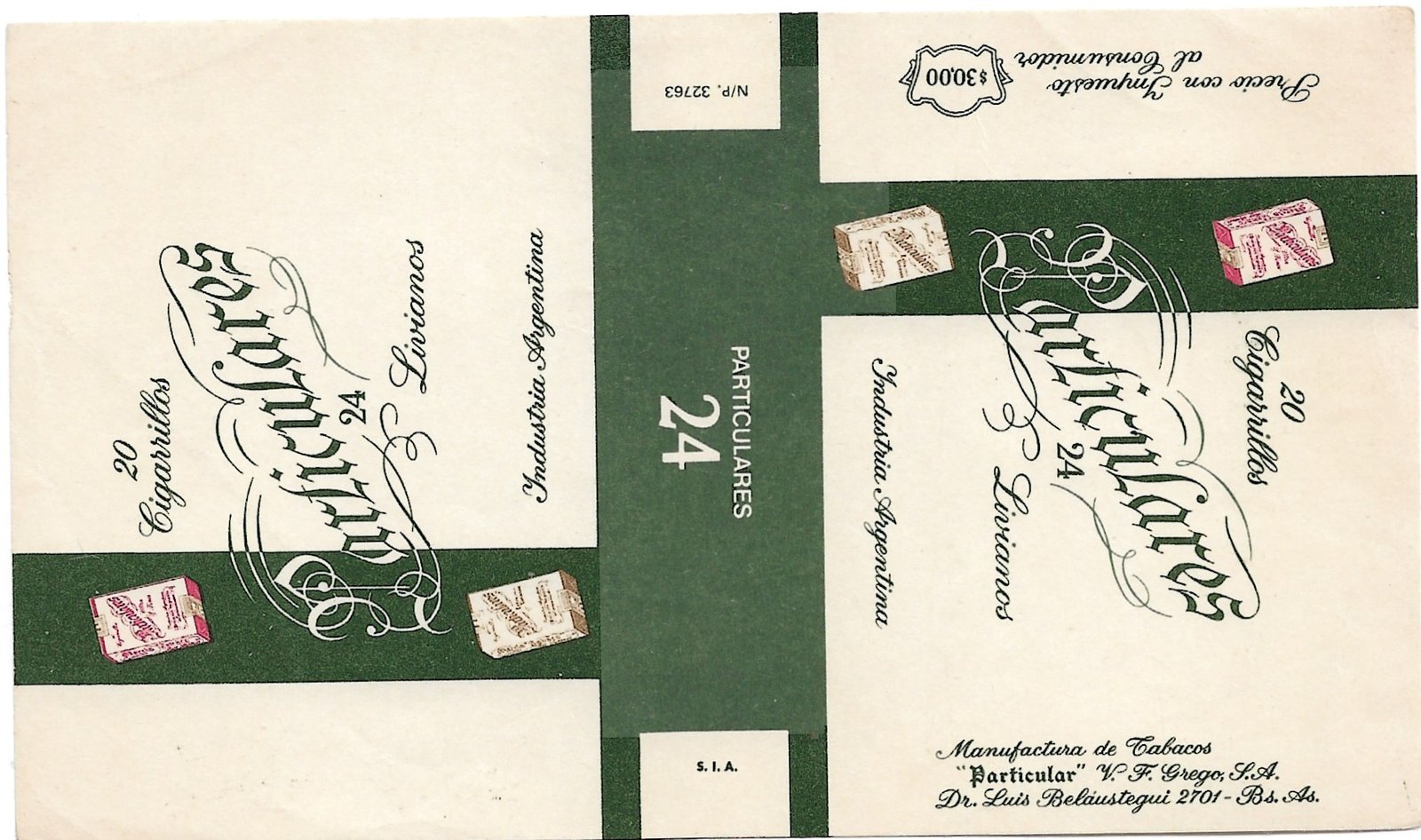 MARQUILLA PARTICULARES 24 20 CIGARRILLOS INDUSTRIA ARGENTINA SOFT