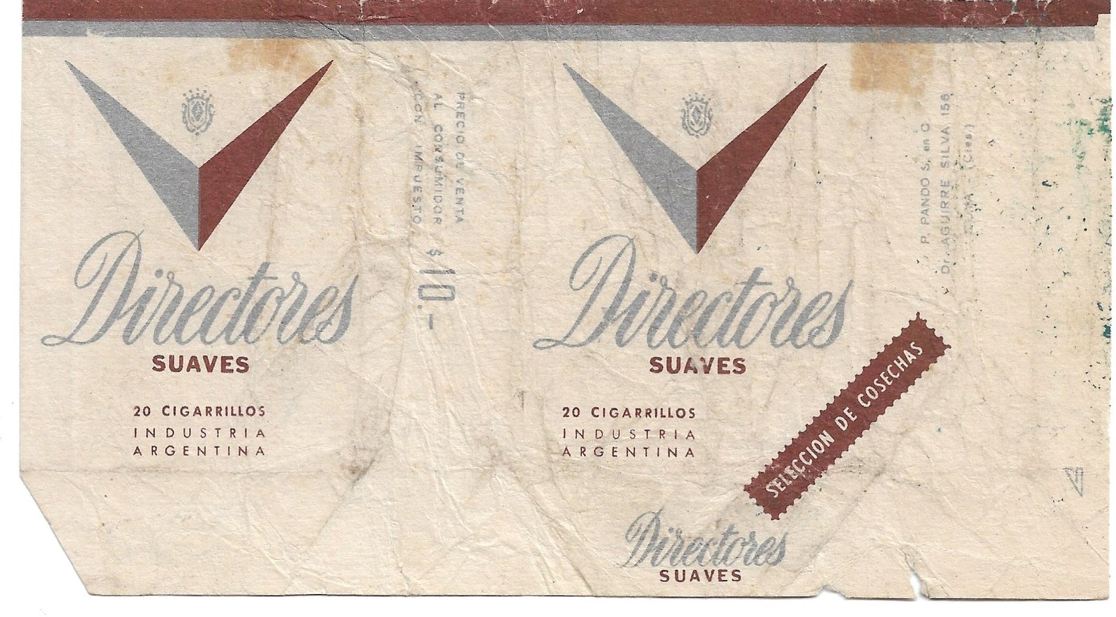 MARQUILLA DIRECTORES 20 CIGARRILLOS INDUSTRIA ARGENTINA SOFT