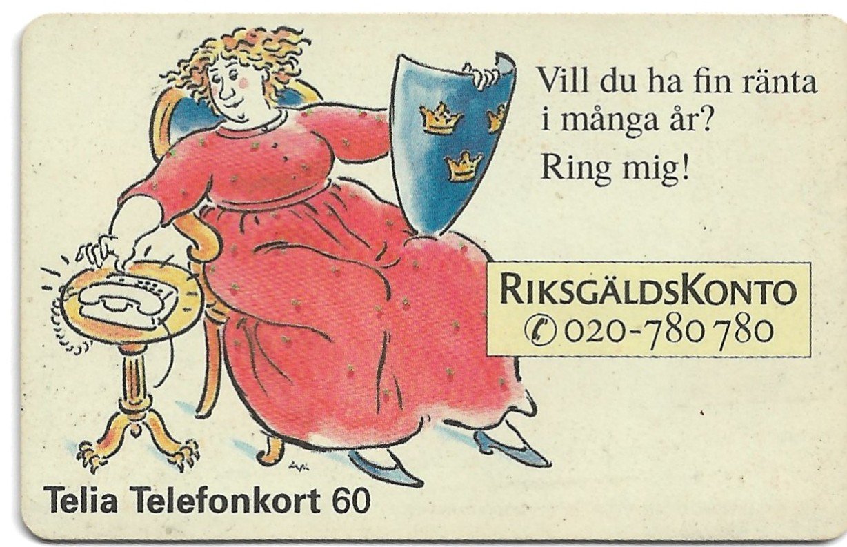 TARJETA TELEFONICA SUECIA 60 UNIDADES PUBLICIDAD 1995