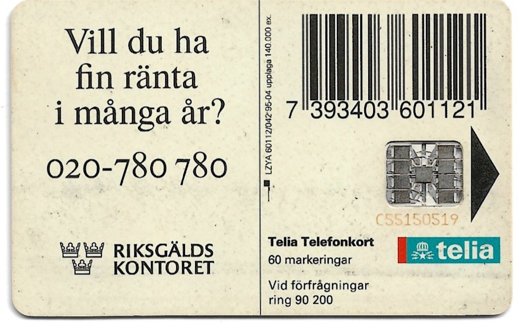 TARJETA TELEFONICA SUECIA 60 UNIDADES PUBLICIDAD 1995