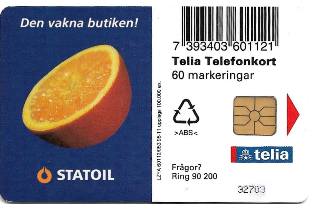 TARJETA TELEFONICA SUECIA 60 UNIDADES PUBLICIDAD 1995