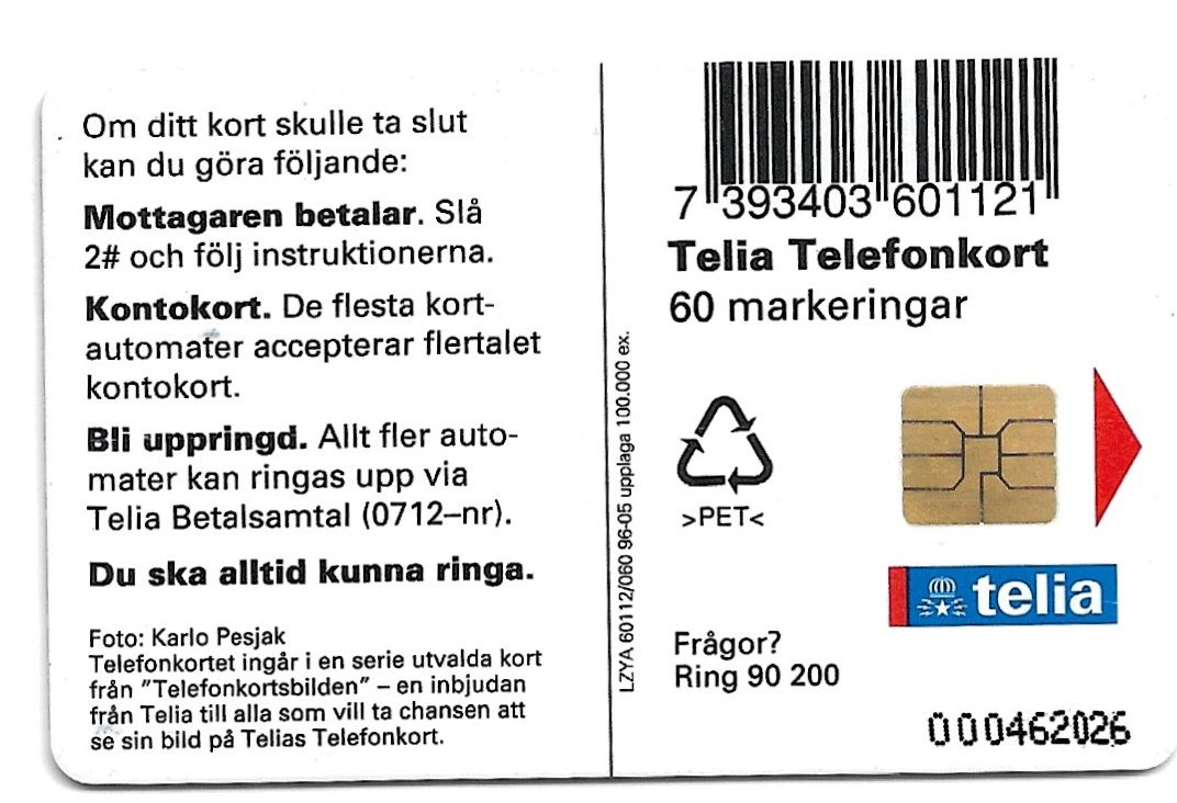 TARJETA TELEFONICA SUECIA 30 UNIDADES PAISAJE 1996
