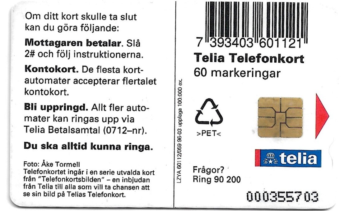TARJETA TELEFONICA SUECIA 30 UNIDADES PAISAJE 1996
