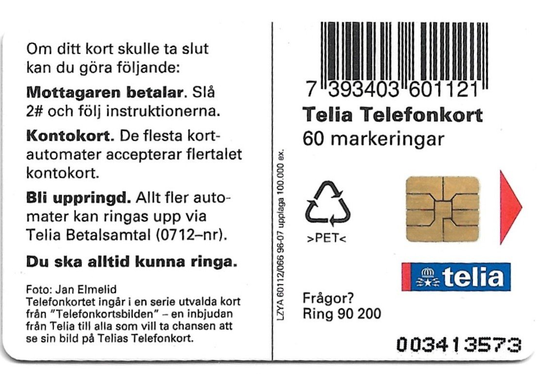 TARJETA TELEFONICA SUECIA 60 UNIDADES FAUNA 1996