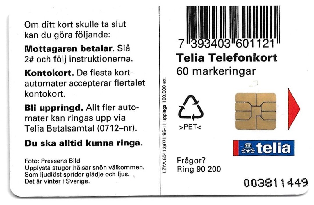 TARJETA TELEFONICA SUECIA 50 UNIDADES PAISAJE 1996