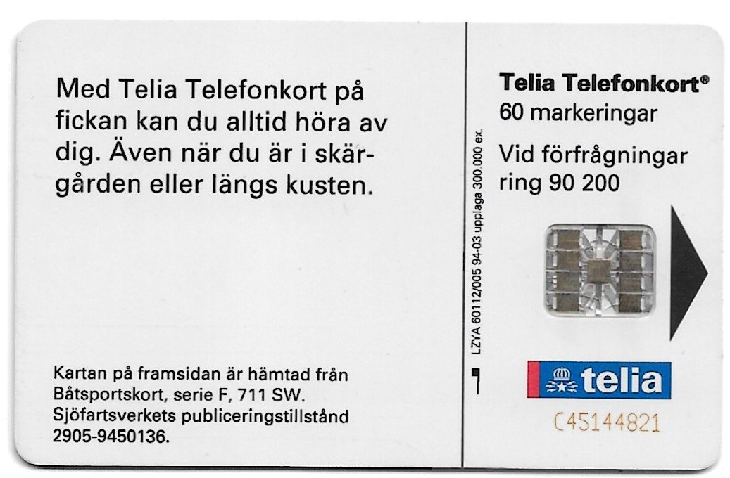 TARJETA TELEFONICA SUECIA 60 UNIDADES PUBLICIDAD 1994